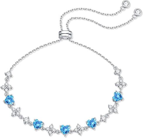 MOOSEA Birthstone & Moissanite Bracelet for Women, Lab Created Moissanite, 925 Sterling Silver Adjustable Bracelets Anniversary Birthday Gifts for Mom Wife Girlfriend Jewelry Gifts in Kuwait
