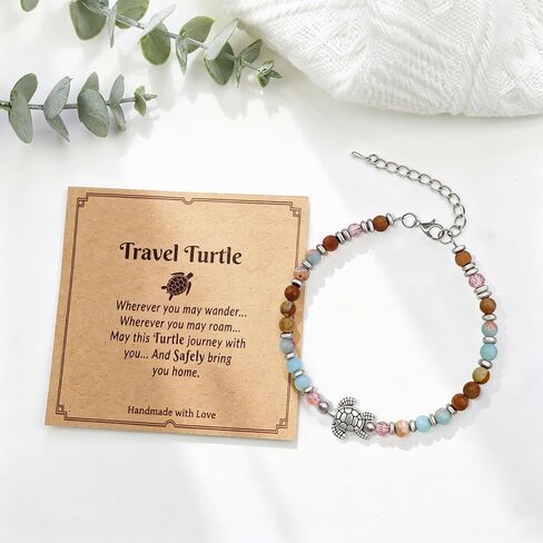 Sea Travel Bracelet Gift for Women, Sea Turtle Travel Gifts with Message Card, Lucky Good Luck Gifts for Friends Sweet Travel Companion for Traveler and Loved Ones in Saudi Arabia