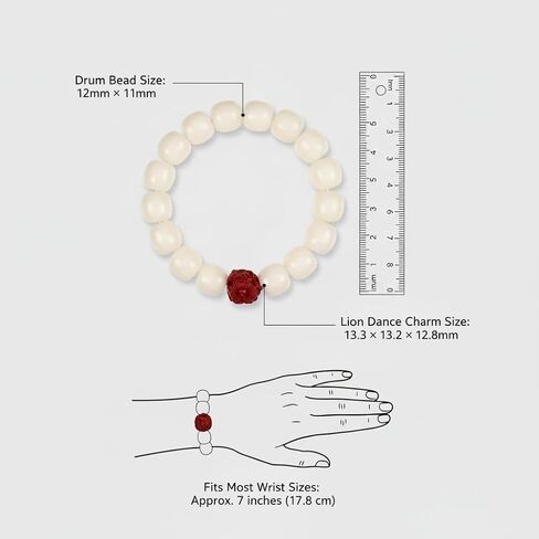 White Jade Bodhi Seed Bracelet for Women Healing Anxiety Relief Jewelry - Natural Bodhi Seeds with Red Lion Amulet - Spiritual Yoga & Meditation Gift for Her in Saudi Arabia