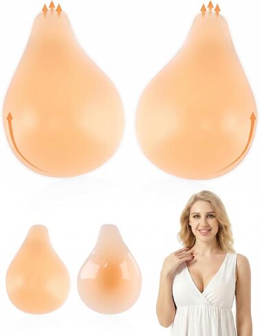 Sticky Bra for Women, Push Up Adhesive Bras, Invisible Backless Strapless Silicone, Spoon Shape Thin Edge (2 Pairs) in Saudi Arabia