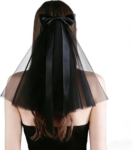 Bow Wedding Veils for Brides, Short Veil for Women's Bachelorette Party with Hair Clip, Small Tulle Veils 40cm/15“ in Saudi Arabia