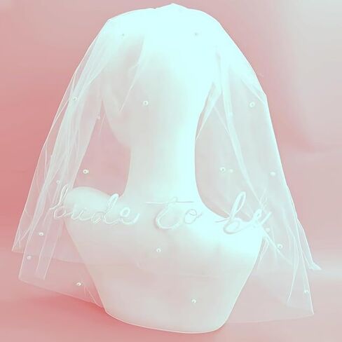 Bride to Be Veil Embroidery,Bachelorette Party Accessories, Short Pearl Veil，Engagement Gifts for Bride in Kuwait