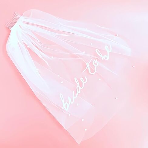 Bride to Be Veil Embroidery,Bachelorette Party Accessories, Short Pearl Veil，Engagement Gifts for Bride in Kuwait