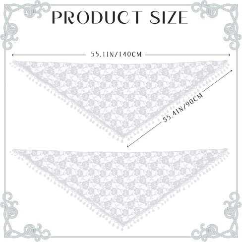 2pcs Black Mass Veil with Fringed Lace Catholic Veils for Women Mass,Vintage Triangle Mantilla Veil Church Mantilla in Kuwait