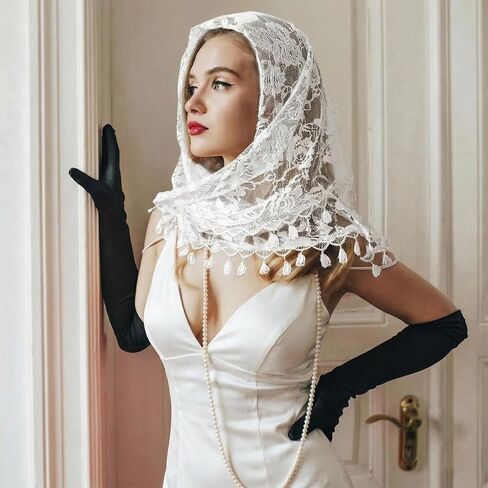 2pcs Black Mass Veil with Fringed Lace Catholic Veils for Women Mass,Vintage Triangle Mantilla Veil Church Mantilla in Kuwait
