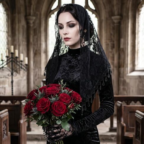 3 Pcs Mass Veil Triangle, Mantilla Veil for Women Floral Headwrap Triangle Lace Tulle Scarf Covering Latin Mass Head Covering Veils for Wedding Bridesmaid in Kuwait