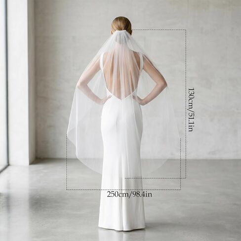 White Wedding Bridal Veil with Comb, 1 Tier Floral Edge Bridal Tulle Veil, Extra Wide Cathedral Bridal Tulle for Bachelorette Party Bridal Shower Flower Girl in Kuwait