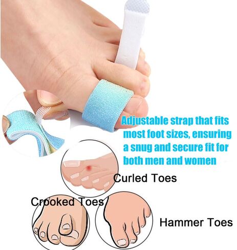 Hammer Toe Straightener - 8 Pack Broken Toe Wraps - Hammer Toe Corrector for Women - Toe Splints for Crooked Toes, Curled Toes, Bent Toes - Orthopedic Brace for Big Toe and Small Toe Support in Kuwait