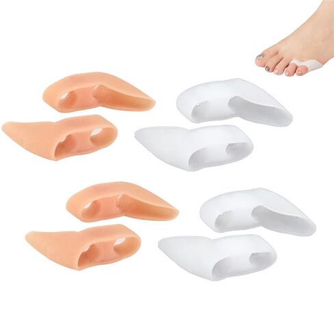 4 Pair Pinky Toe Separator Tailor's Bunion Corrector Alignment Pads Non-Rubbing Silicone Gel Cushion Splint Protector Wear Guard Little Toe Spacer for Tailor Bunionette Pain Relief Walking Golf in Kuwait