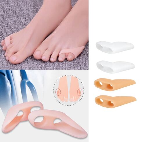 4 Pair Pinky Toe Separator Tailor's Bunion Corrector Alignment Pads Non-Rubbing Silicone Gel Cushion Splint Protector Wear Guard Little Toe Spacer for Tailor Bunionette Pain Relief Walking Golf in Kuwait