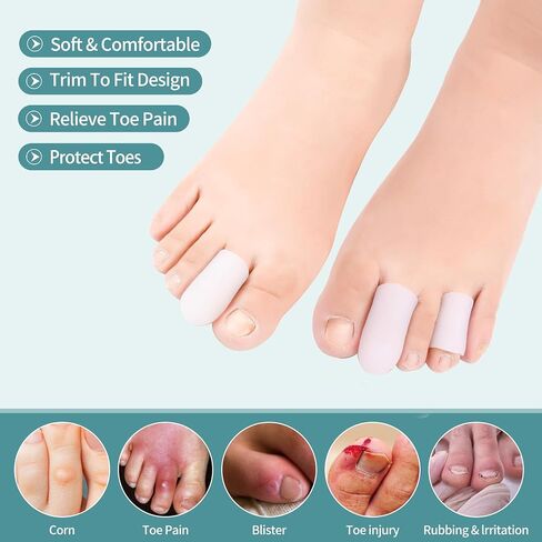Toe Caps, Gel Toe Tubes 4 Pack, Silicone Toe Sleeves Protectors Bandages Pads for Blister, Callus, Corn, Sore, Toe Rubbing Treatment Wen and Women in Saudi Arabia