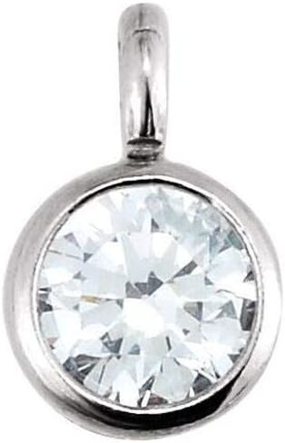 Sonia Jewels Solid 14k White Gold .015 Cttw Diamond Micro Bezel Dangle Charm Pendant Small (Width = 2mm) in Kuwait