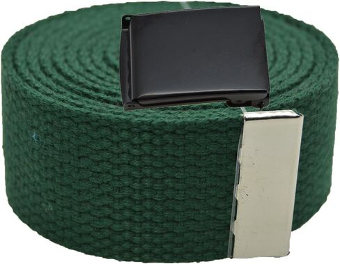 Plain Canvas Military Web Belt & Black Flip Buckle (hunter green, 54 inches) in Saudi Arabia