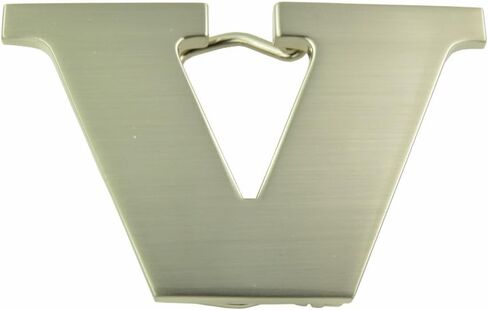 Stainless Steel "V" Initial Buckle & Genuine Black Leather Belt (40 in or 44 in) in Kuwait