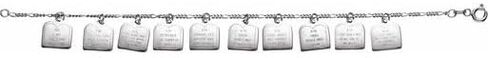 Bonyak Jewelry Sterling Silver Ten Commandments Charm 7" Bracelet Brilliant in Kuwait