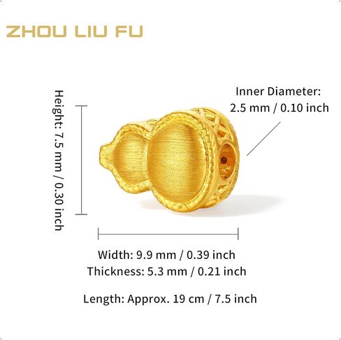 ZHOU LIU FU 24K سحر الذهب الحقيقي القرع الصغير (Wulu) حبة سحر محظوظ فنغ شوي مجوهرات لسوار قلادة DIY سحر قلادة للنساء الرجال الثروة تاليسمان in Kuwait