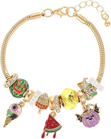Madison Tyler Summerween Bracelet for Women | Ice Cream Cone Bat-Winged Pumpkin Watermelon Palm Tree Ghost Coconut Starfish Pineapple Charm Bracelet Halloween Holiday Jewelry in Kuwait