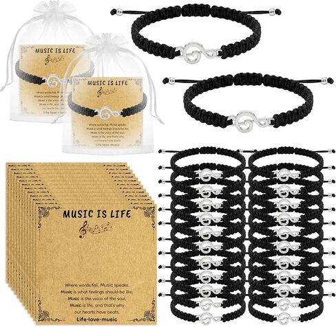 25 Sets Music Gifts for Men Women, Music Bracelet Musical Accessories Black and White Appreciation Gifts Bracelets for Musical Lovers Choir Student Teacher in Saudi Arabia