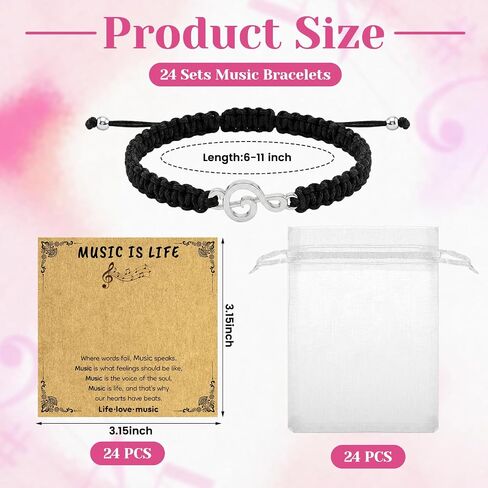 25 Sets Music Gifts for Men Women, Music Bracelet Musical Accessories Black and White Appreciation Gifts Bracelets for Musical Lovers Choir Student Teacher in Saudi Arabia
