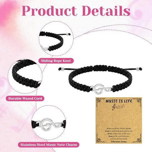 25 Sets Music Gifts for Men Women, Music Bracelet Musical Accessories Black and White Appreciation Gifts Bracelets for Musical Lovers Choir Student Teacher in Saudi Arabia