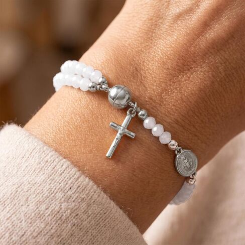 Rosary Bracelet for Women, Catholic Prayer Beads Bracelets with Cross Charm, Religious Jewelry Gift, Faith Bracelet for Daily Prayer in Kuwait
