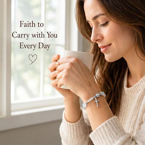 Rosary Bracelet for Women, Catholic Prayer Beads Bracelets with Cross Charm, Religious Jewelry Gift, Faith Bracelet for Daily Prayer in Kuwait