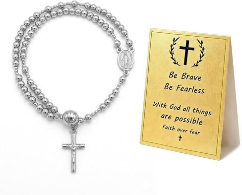Rosary Bracelet for Women, Catholic Prayer Beads Bracelets with Cross Charm, Religious Jewelry Gift, Faith Bracelet for Daily Prayer in Kuwait