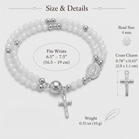 Rosary Bracelet for Women, Catholic Prayer Beads Bracelets with Cross Charm, Religious Jewelry Gift, Faith Bracelet for Daily Prayer in Kuwait
