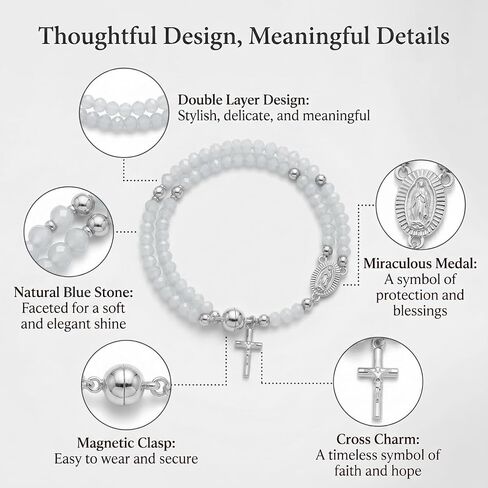 Rosary Bracelet for Women, Catholic Prayer Beads Bracelets with Cross Charm, Religious Jewelry Gift, Faith Bracelet for Daily Prayer in Kuwait