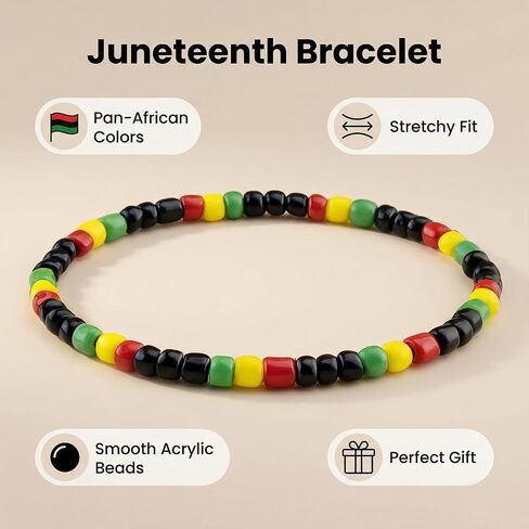 Ikacvb Juneteenth Decorations Bead Bracelet Bulk African American Juneteenth Party Favors Gifts For Women Men Supplies Freedom Day Charms in Kuwait