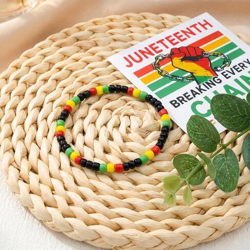 Ikacvb Juneteenth Decorations Bead Bracelet Bulk African American Juneteenth Party Favors Gifts For Women Men Supplies Freedom Day Charms in Kuwait