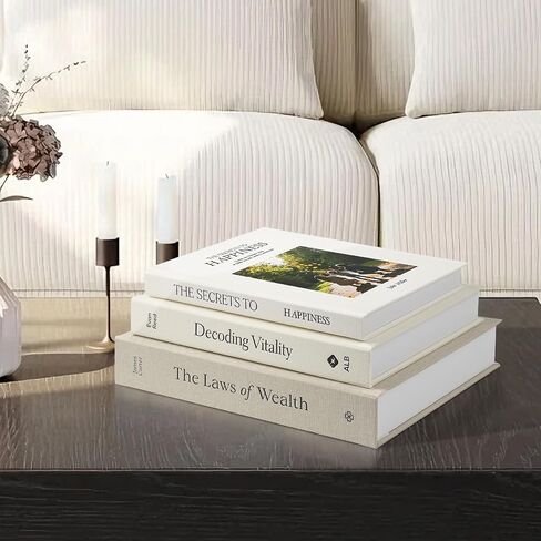 1DOT2 3Pcs Linen Decorative Books with Storage, 8.5"x11" Large Faux Books for Modern Farmhouse & Boho Decor, Decorative Books for Home Decor, Black/Coffee/Beige in Saudi Arabia