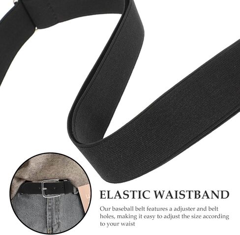 VALICLUD Baseball Belt Elastic Adjustable Softball Waistband for Men and Youth, Black Stretch Synthetic Leather Sports Belt for Outdoor and Team Sports in Kuwait