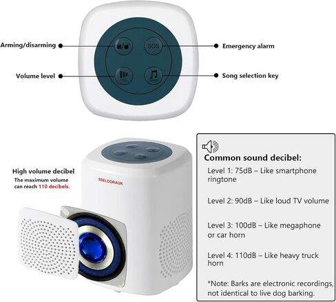 S SELDORAUK Motion Sensor Doorbell, Dog Barking Alarm Guard Wireless Infrared Detect Alert Door Chime for Home Security Entry Repelling Wildlife Rang 1000ft 110dB 4 Volume Level (1Receiver+1Detector) in Kuwait
