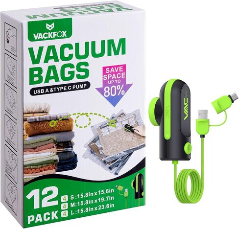 Travel Vacuum Bags with USB & TYPE C Pump,9 Pack Carry-On Size Vacuum Storage Bags for Luggage and Suitcase,Vacuum Luggage Bags,Space Saver for Clothes and Clothing Travel(Red) in Kuwait