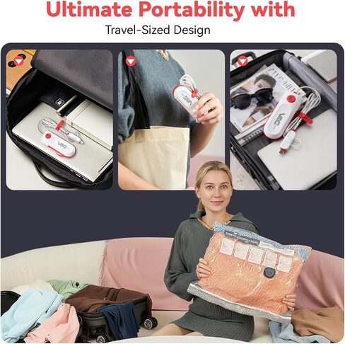 Travel Vacuum Bags with USB & TYPE C Pump,9 Pack Carry-On Size Vacuum Storage Bags for Luggage and Suitcase,Vacuum Luggage Bags,Space Saver for Clothes and Clothing Travel(Red) in Kuwait