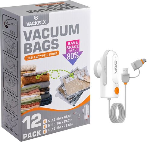 Travel Vacuum Bags with USB & TYPE C Pump,9 Pack Carry-On Size Vacuum Storage Bags for Luggage and Suitcase,Vacuum Luggage Bags,Space Saver for Clothes and Clothing Travel(Red) in Kuwait