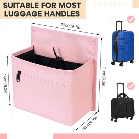 Tallew Luggage Travel Cup Holder Bag for Women, Suitcase Holds 2 Cups Hands-free Drink Organizer Attachment for Luggage, TravelGift for Female Travelers Flight Attendants(Pink) in Kuwait
