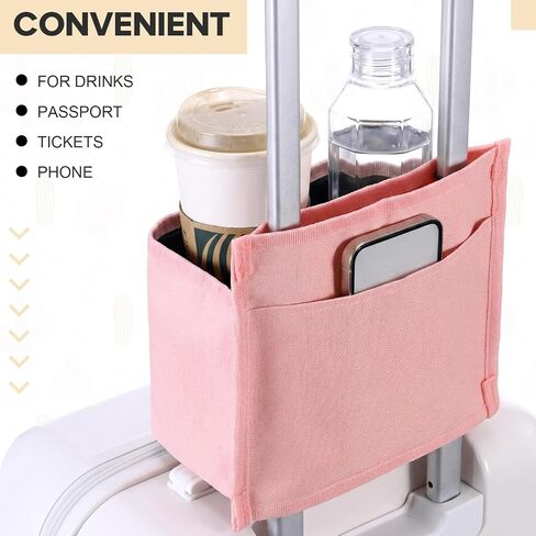 Tallew Luggage Travel Cup Holder Bag for Women, Suitcase Holds 2 Cups Hands-free Drink Organizer Attachment for Luggage, TravelGift for Female Travelers Flight Attendants(Pink) in Kuwait