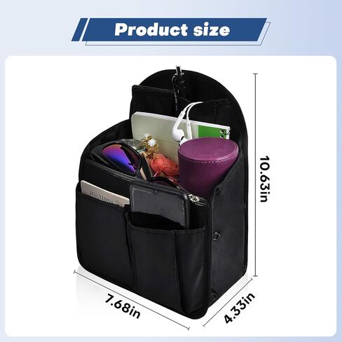 Backpack Organizer - Waterproof Oxford Bag, Multi-Pocket, Travel Organizer Liner for Backpacks, Black (10.6" x 7.7") in Saudi Arabia