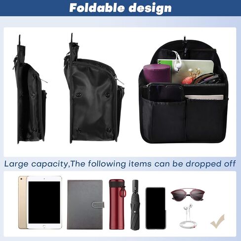 Backpack Organizer - Waterproof Oxford Bag, Multi-Pocket, Travel Organizer Liner for Backpacks, Black (10.6" x 7.7") in Saudi Arabia