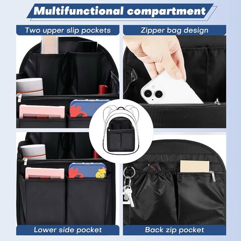 Backpack Organizer - Waterproof Oxford Bag, Multi-Pocket, Travel Organizer Liner for Backpacks, Black (10.6" x 7.7") in Saudi Arabia