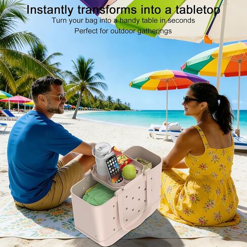 Topper Tray for Bogg Bag X Large & Simple Modern Large XL Getaway Bag, Dual Cup Holder Beach Tote Organizer, Waterproof Table Top Accessory for Drinks, Snacks & Essentials in Saudi Arabia