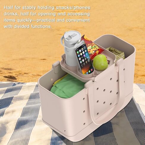 Topper Tray for Bogg Bag X Large & Simple Modern Large XL Getaway Bag, Dual Cup Holder Beach Tote Organizer, Waterproof Table Top Accessory for Drinks, Snacks & Essentials in Saudi Arabia