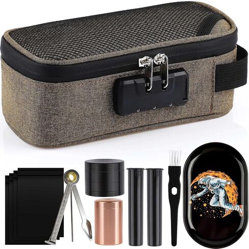 Large Smell Proof Bag Large with Combination Lock - Waterproof Travel Storage Pouch, Medicine Money Organizer Case with 7 Accessories & Gift Box for Men Women in Kuwait
