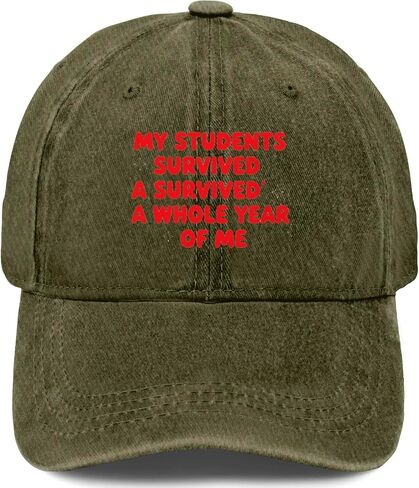 My Students Survived A Whole Year of Me of School Hat for Mens Aesthetic Washed in Kuwait