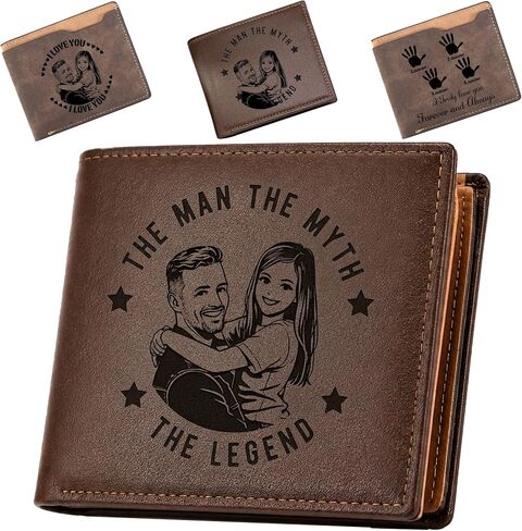 Personalized Photo Wallet for Dad, Custom Engraved Gift | Add 1–6 Names & Photo • Personalized Engraved Wallet • Father’s Day Gift from Wife, Kids, Son or Daughter in Kuwait