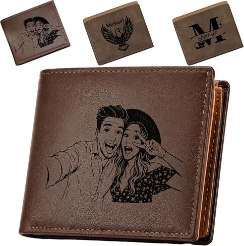 Personalized Photo Wallet for Dad, Custom Engraved Gift | Add 1–6 Names & Photo • Personalized Engraved Wallet • Father’s Day Gift from Wife, Kids, Son or Daughter in Kuwait