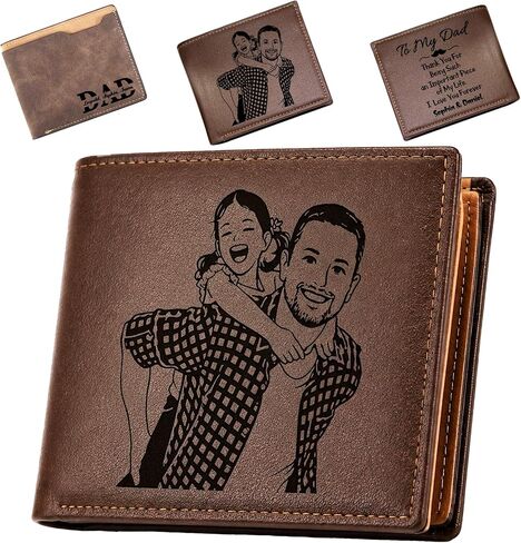 Personalized Photo Wallet for Dad, Custom Engraved Gift | Add 1–6 Names & Photo • Personalized Engraved Wallet • Father’s Day Gift from Wife, Kids, Son or Daughter in Kuwait