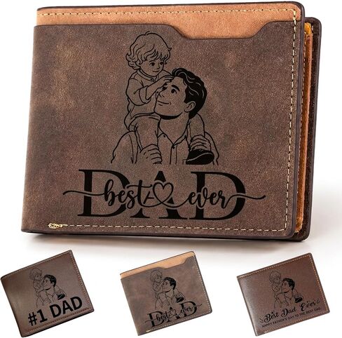 Personalized Photo Wallet for Dad, Custom Engraved Gift | Add 1–6 Names & Photo • Personalized Engraved Wallet • Father’s Day Gift from Wife, Kids, Son or Daughter in Kuwait